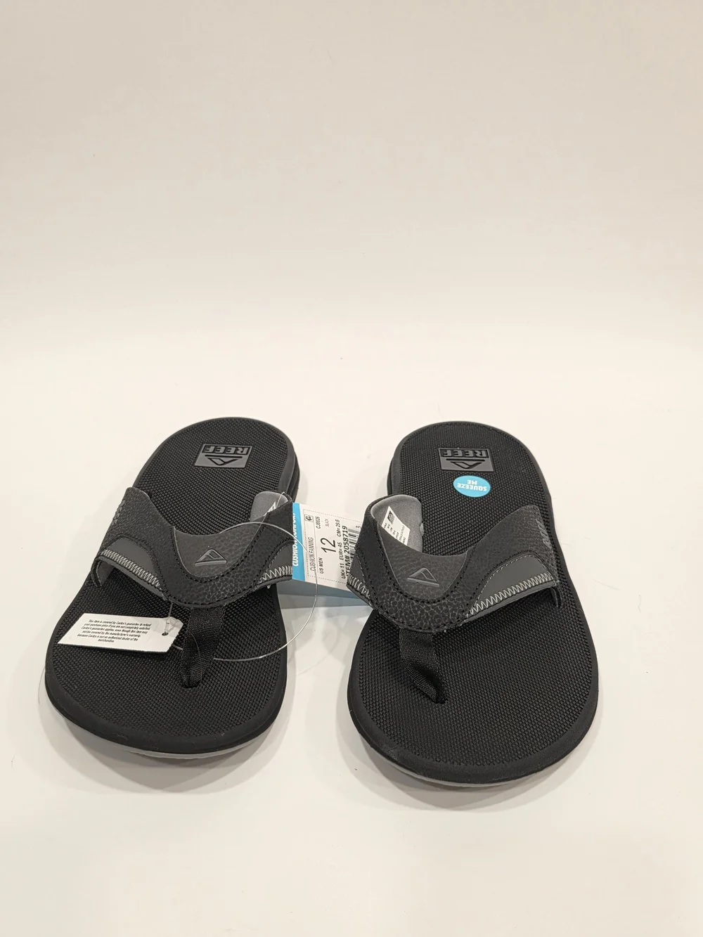 Reef Cushion Fanning Men's Black Gray Flip-Flop Sandals